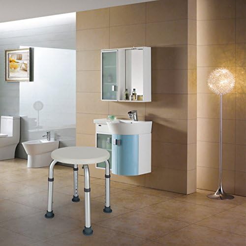 Round white adjustable shower stool — photo 5