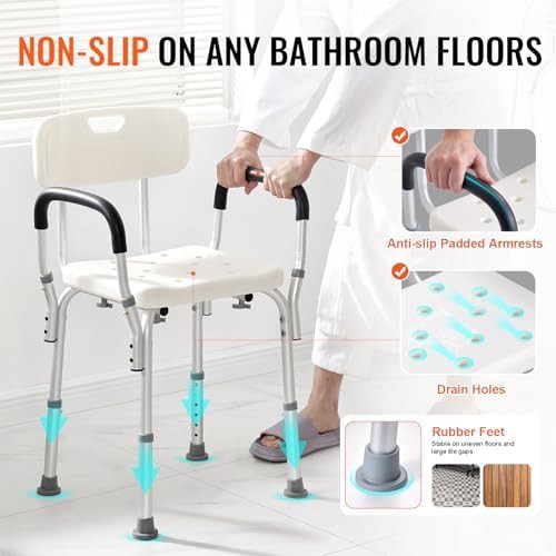 Aluminum Shower Chair with Back Support — photo 3