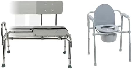 Transfer bench and steel bedside commode