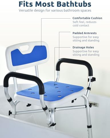 Adjustable shower chair with aluminum tubing — photo 3