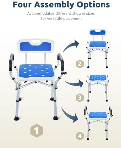Adjustable shower chair with aluminum tubing — photo 4