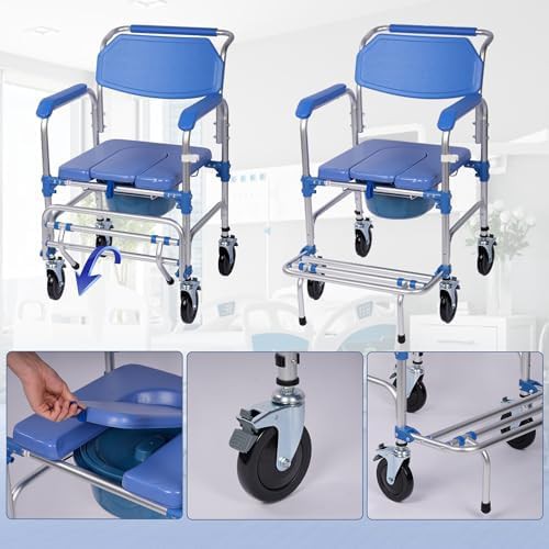 Rolling Commode and Shower Chair with Wheels — photo 5