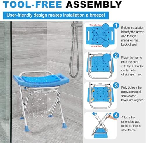 Upgraded stainless steel travel shower stool — photo 4