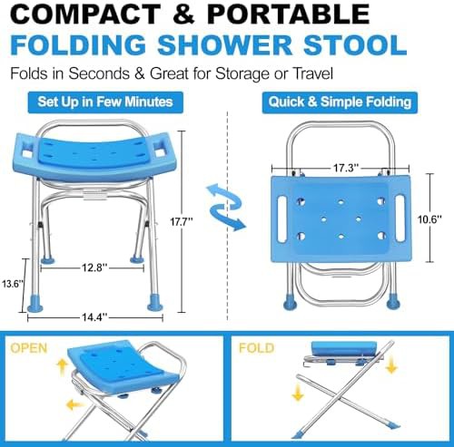 Upgraded stainless steel travel shower stool — photo 5