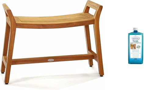 Estate teak bench with cleaner and brightener