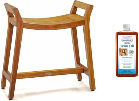 Ascend teak bench with premium teak oil