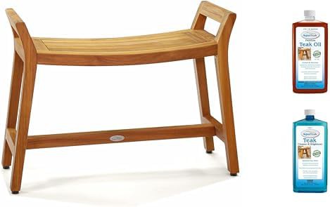 Estate teak bench with two step care kit