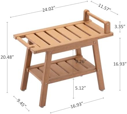 Two tier HDPE shower bench with handle — photo 5