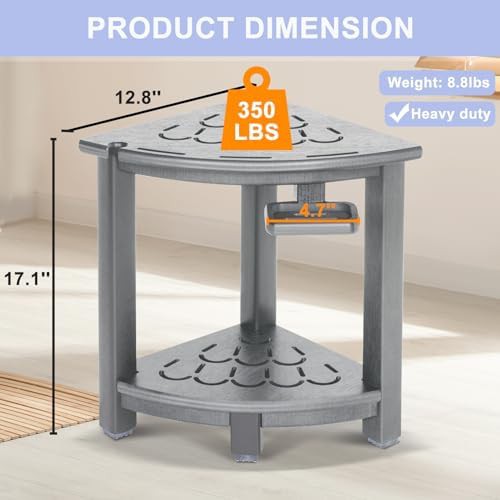Grey corner stool with storage — photo 4