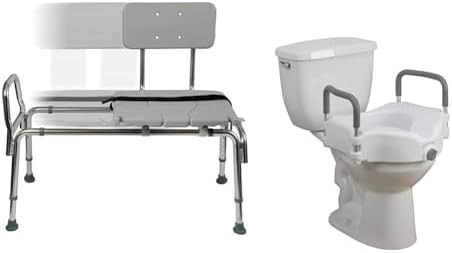 Transfer bench and raised toilet seat