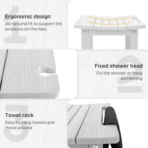 White two tier poly lumber shower stool — photo 3