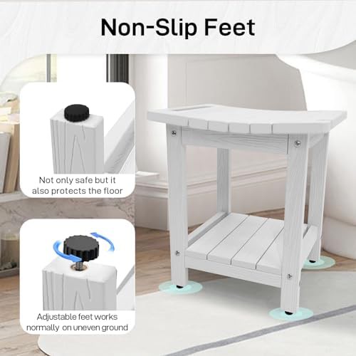 White two tier poly lumber shower stool — photo 4