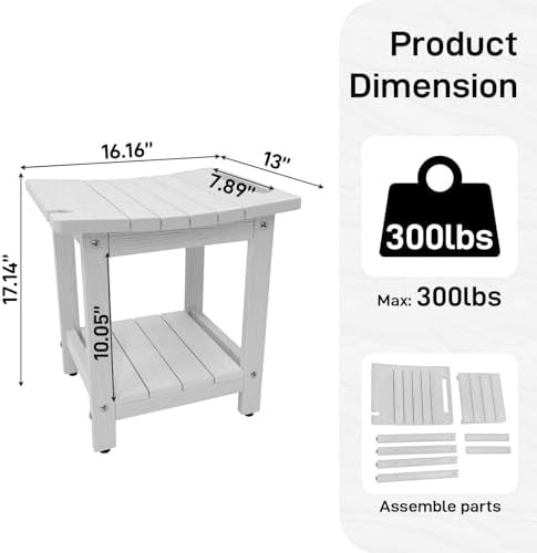 White two tier poly lumber shower stool — photo 5