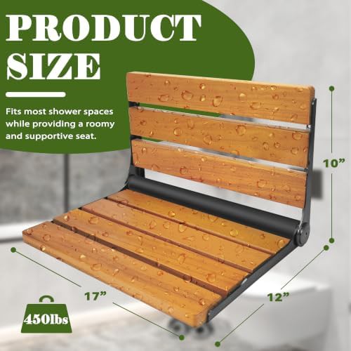 Wall mounted folding teak shower seat — photo 3