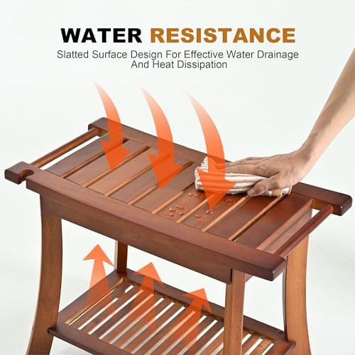 Two Tier Teak Wood Shower Bench — photo 3