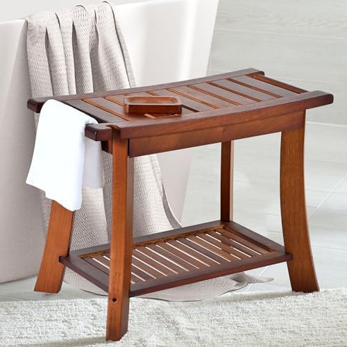 Two Tier Teak Wood Shower Bench — photo 5
