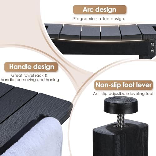 Black HDPE Shower Bench with Storage — photo 3