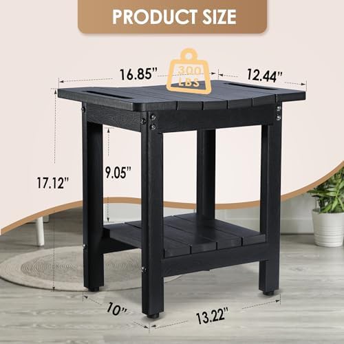 Black HDPE Shower Bench with Storage — photo 5