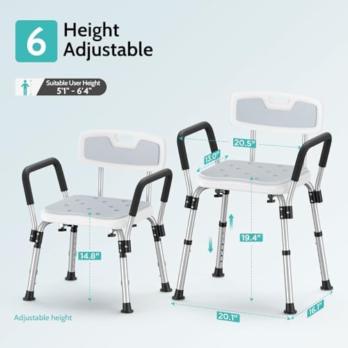 Adjustable Height Shower Chair with Pad — photo 3