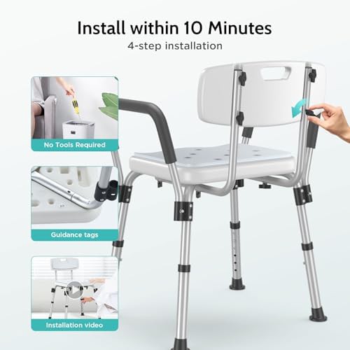 Adjustable Height Shower Chair with Pad — photo 4