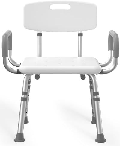 Shower chair with padded armrests and back