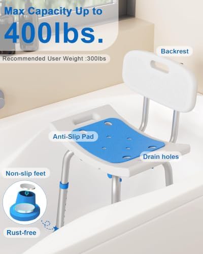 Aluminum shower chair with removable backrest — photo 3
