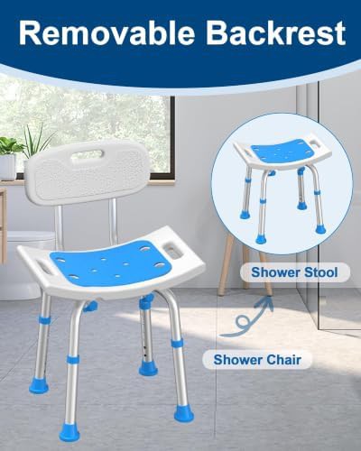 Aluminum shower chair with removable backrest — photo 5