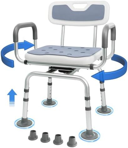 Blue swivel seat shower chair for tubs