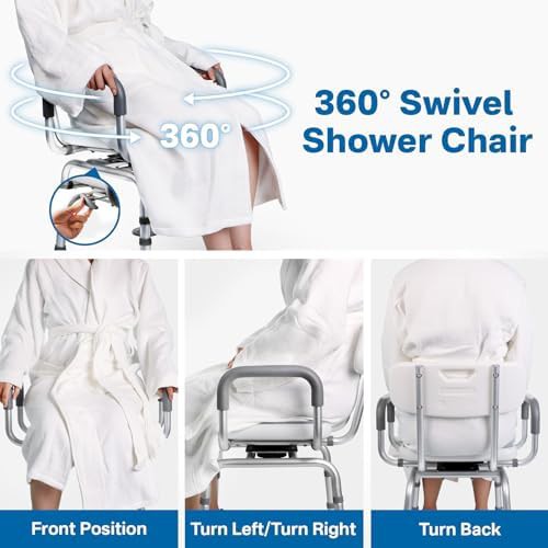 Blue swivel seat shower chair for tubs — photo 3