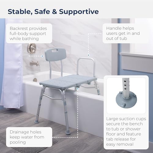 Tub transfer bench with walker tray — photo 4