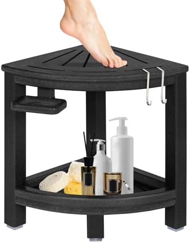Corner HDPE Bench with Storage Shelf