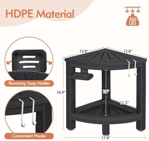 Corner HDPE Bench with Storage Shelf — photo 3
