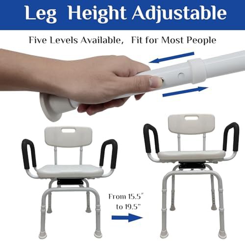 Swivel Seat Shower Chair with Liftable Arms — photo 5
