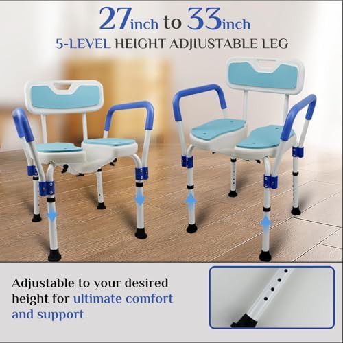 Blue Bariatric Shower Chair with Cutout — photo 3