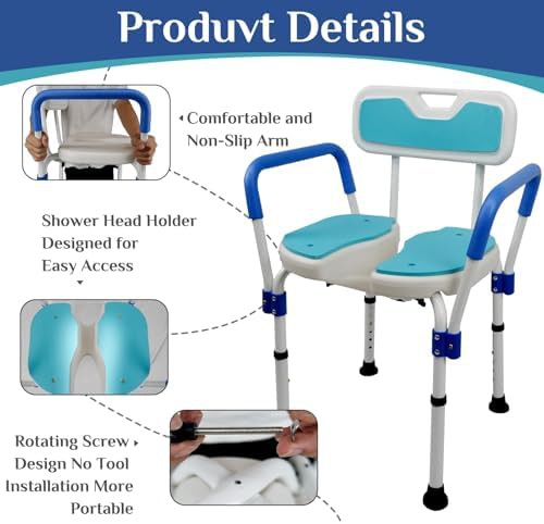 Blue Bariatric Shower Chair with Cutout — photo 5