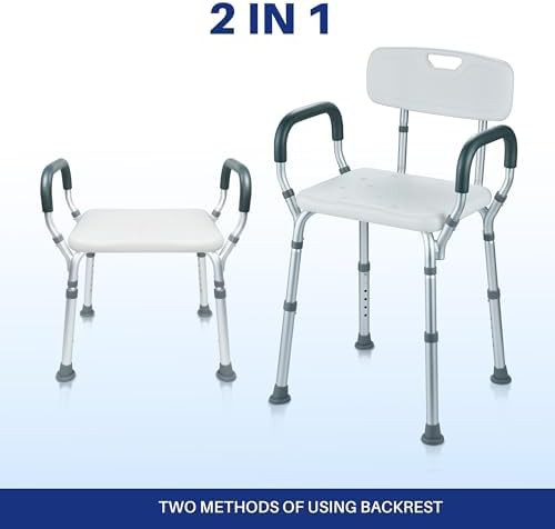 White shower chair with padded armrests — photo 5