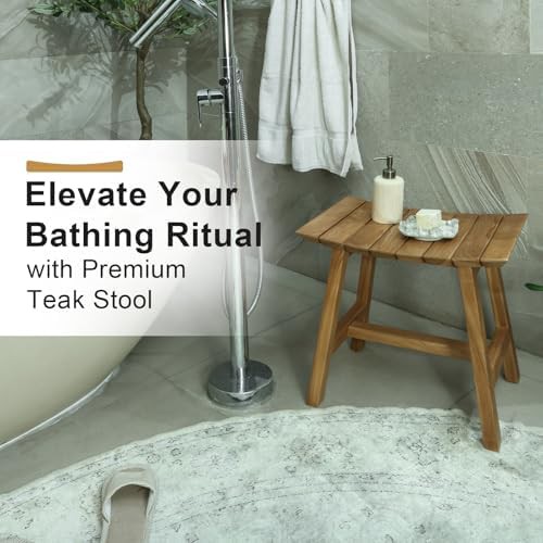 Teak bath bench with rounded edges — photo 4