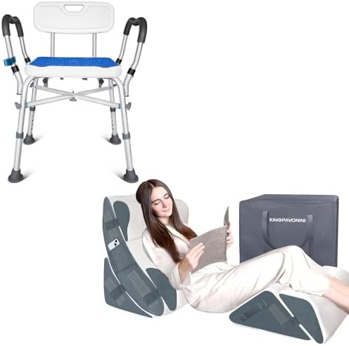 Aluminum bath chair with wedge pillow set