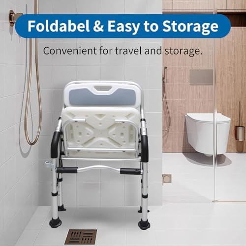 Folding aluminum shower chair with backrest — photo 4
