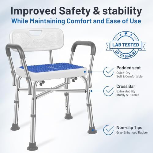 Heavy Duty Shower Chair with Padded Arms — photo 4