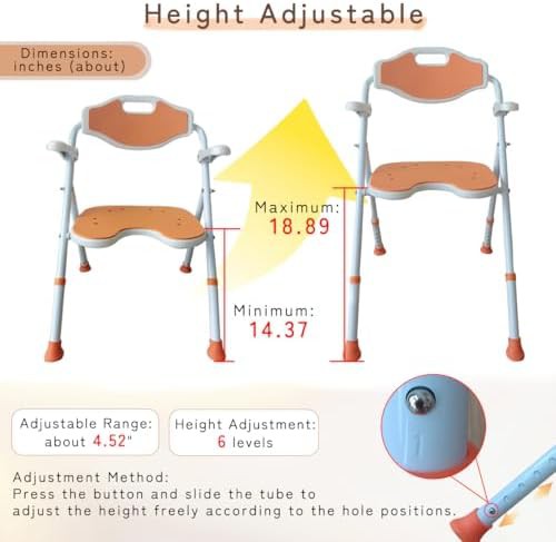 Foldable shower chair with six height levels — photo 5
