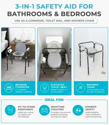 Extra Wide Adjustable Bedside Commode and Shower Chair — photo 3