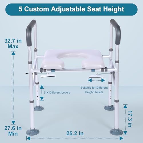 Raised toilet seat with safety frame handles — photo 3