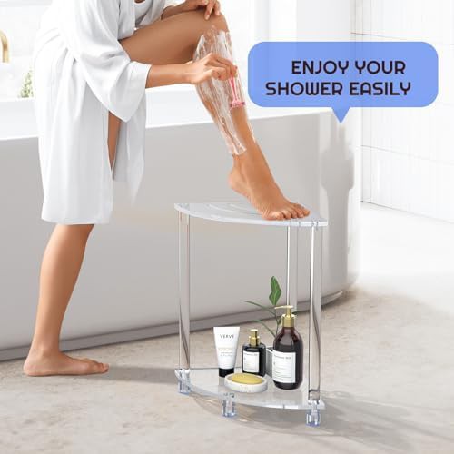 Clear acrylic corner shower stool — photo 4
