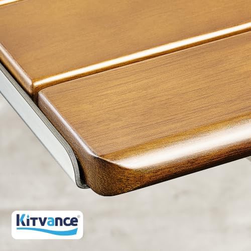 Wall mounted teak bathroom stool 20 in — photo 4