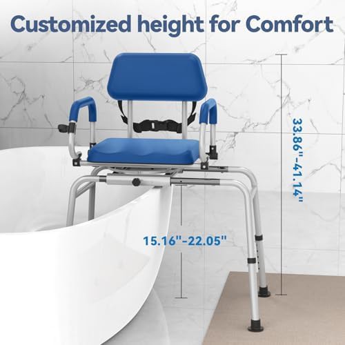 Blue padded sliding tub transfer bench — photo 4