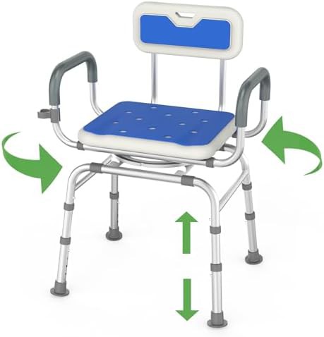 Swivel shower chair with padded arms