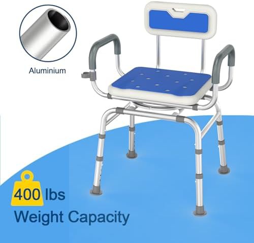 Swivel shower chair with padded arms — photo 3