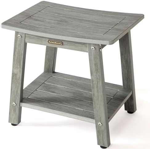 Stainless steel frame shower stool with shelf