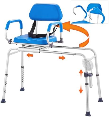 Sliding Swivel Bath Chair with Padded Seat